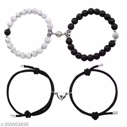 Long Distance Magnetic Couple Bracelet Black White Natural Stone Beads Distance Men Women Braided Bracelets Bangles Handmade Rope Jewelry Gifts
