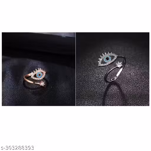 Eye Ring RoseGold And Silver Jewelry Open Rings Lucky Evil Eye Adjustable Blue CZ Jewelry Stainless Steel Cubic Zirconia Sterling Silver Plated Ring