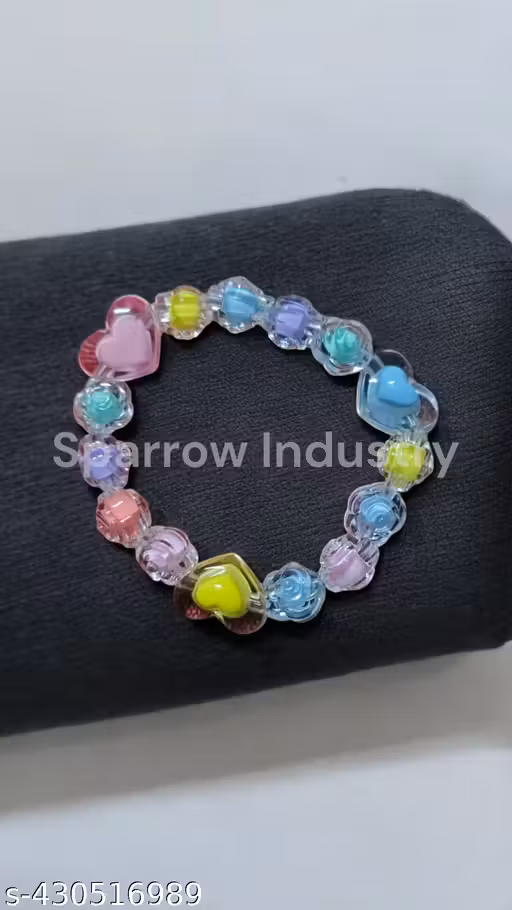 Sparrow Industry Sparrow Indusytry Heart Rose Shape Bead Bracelet, Pink