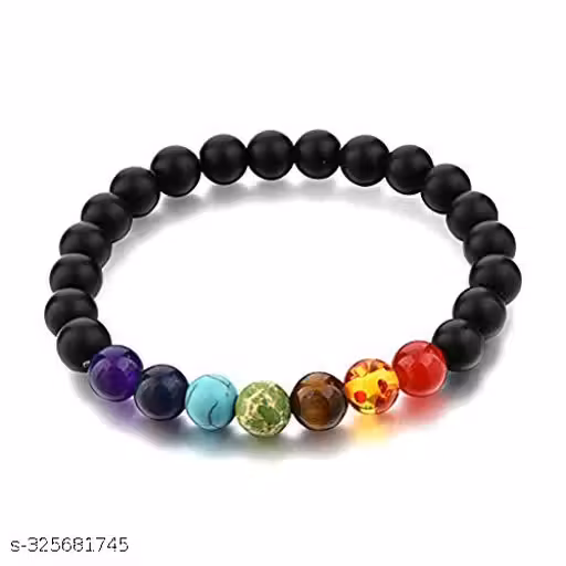 Aconite Oynx Hot And Bold Orignal 7 Chakra Reiki Feng Shui Semi Precious Gemstone Beads Crystals Hand Triple Protection Bracelet for Women, Ladies & Men.Sparrow Industry