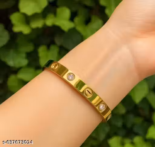 SPARROW INDUSTRY Gold Plated Stainless Steel Openable | Openable Oval Design Bracelet Friendship Couple Wedding Gifts for Mother Sister Wife Girlfriend | Anti Tarnish Jewellery