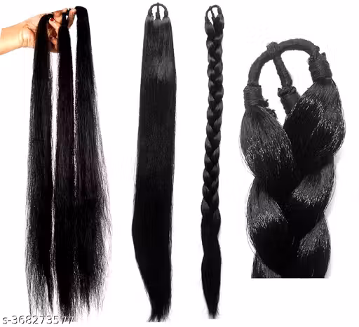 Kedar Women's Thick Nylon False Hair Extension (pack of 1) (Black) Black color Long Hair Juttu podigimpulu/ viggulu/Jada Savaram/Muti nittippukal/ vik/poi mair/mudi neettal / viggukal/Kudalu vistaranegalu/ viggalu/Hair vistaranegalu/ viggalu Ideal for Wom