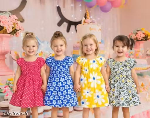 baby girl cotton frock jhabla printed dresses combo pack of 4
