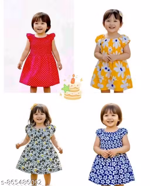 baby girl cotton frock jhabla printed dresses combo pack of 4