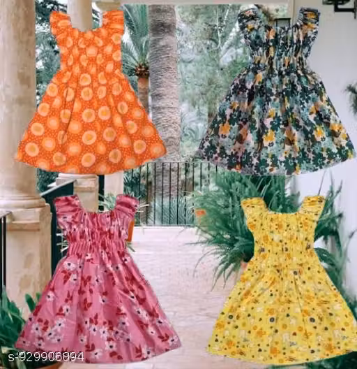 baby girl cotton frock jhabla printed dresses combo pack of 4