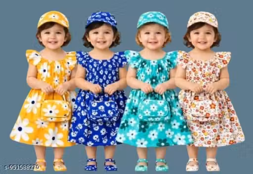 baby girl cotton frock jhabla printed dresses combo pack of 4