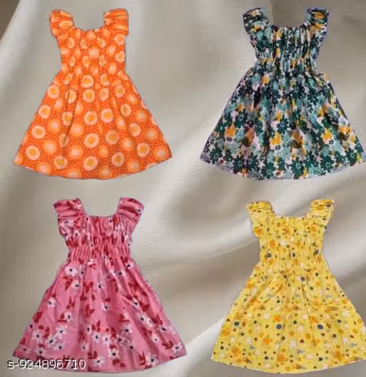 baby girl cotton frock jhabla printed dresses combo pack of 4
