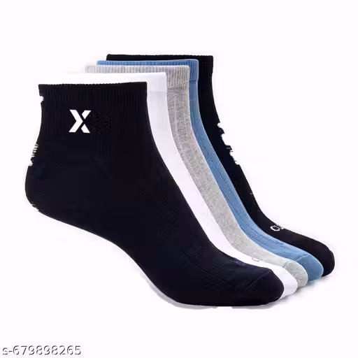 Pack of 5 Men Solid Cotton Ankle Socks Combo Pack | Soft, Breathable & Stretchable |Sports, Gym, Office & Daily Wear Socks for Men