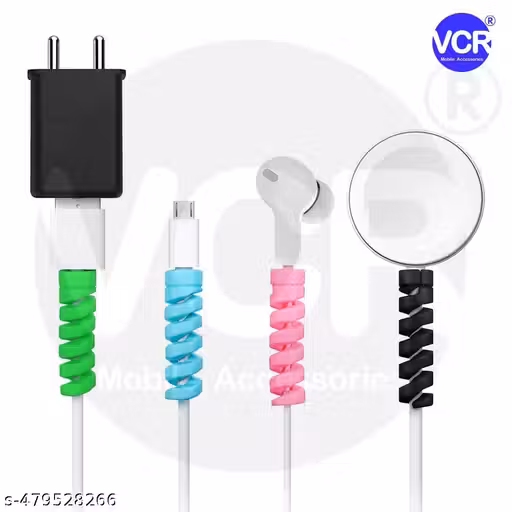 Saneha Premium Quality Set of 4 of Charging Cable Protector Drop Clips for Data Cable, Earphones, Mouse, Laptop Cable Protector (Multi Color)