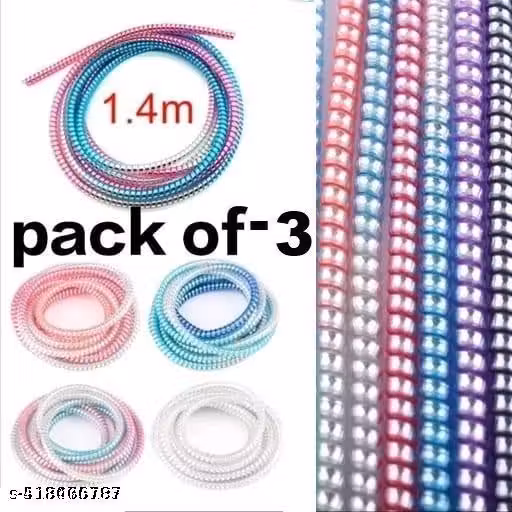 Cable Protector 1.5 Meter Multicolor Full Length Cable Protector ( Pack Of - 3 )