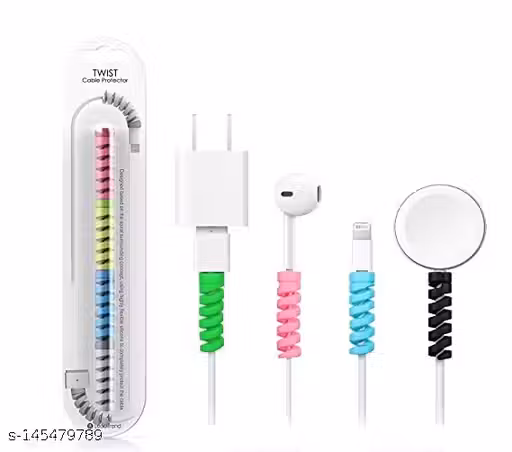 SIS Spiral Charger Cable Protector Data Cable Saver Charging Cord Protective Cable Cover (4 Pieces, Set of 1)