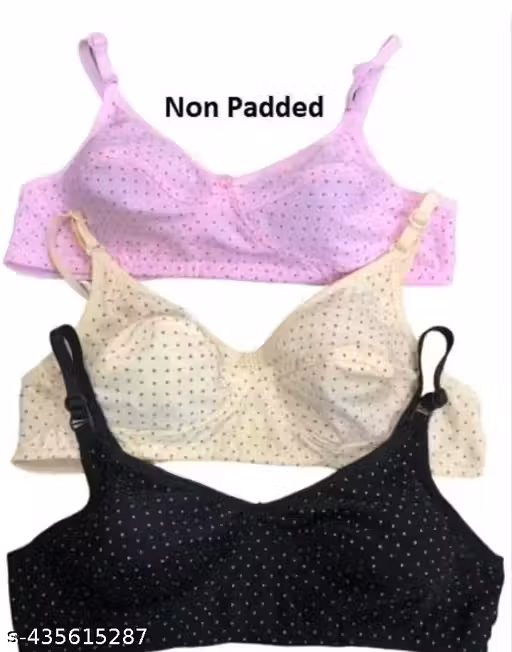 Non Pad dot Printed Bra pack of 3