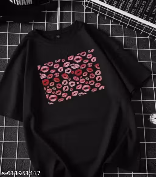 stylish oversized graphic printed tshirt ,lips printed ,cotton blend ,