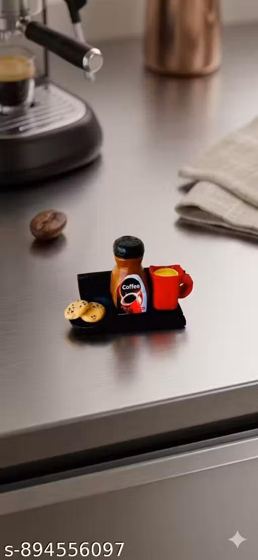 Mini Coffee Break Fridge Magnet – Cute Cup, Cookies & Coffee Bottle Set | Handcrafted Realistic Miniature | Aesthetic Kitchen Decor | Premium Quality Finish | Lightweight & Durable | Perfect Gift for Coffee Lovers, Home & Office Decoration