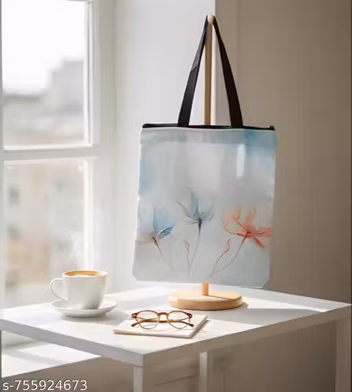 Eco-Friendly Canvas Tote Bag with Artistic Floral Print | Stylish & Spacious Handbag for Women