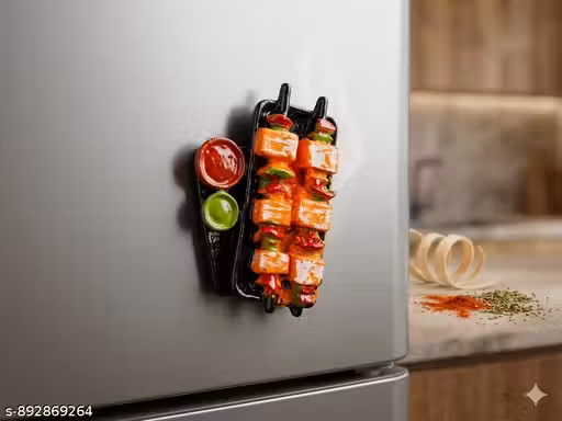 Unique Paneer Tikka 3D Food Fridge Magnet - Realistic Miniature Kitchen Decoration and Perfect Gift for Foodies with an Extra-Strong Magnetic Grip for All Metal Surfaces