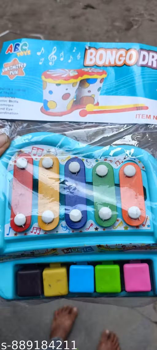 Kids Musical Bongo Drum Toy with Xylophone & Piano Keys (Multicolor)