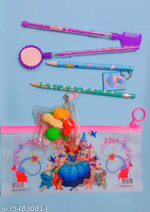 Designing mechanical pencil and diary pencil,Designing mechanical pencil combo, fruit eraser gift for kids birthday gifts pencil pouch 6 combo pack