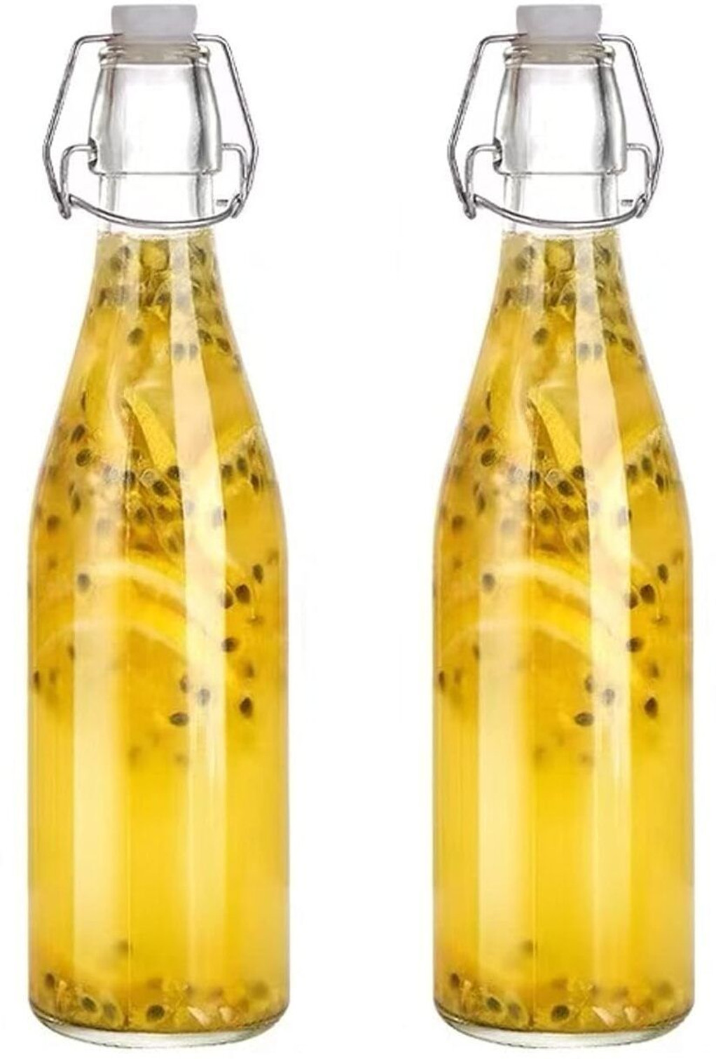 AAnami Easy Cap Clear Bottles With Stoppers,Flip Top Glass Bottles To Store Home Brews 500 ml Glass Bottle (Pack of 2, Clear)