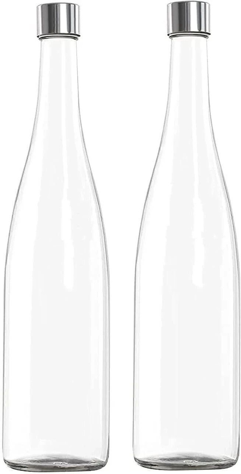 Glassbunny Clear Stretch Hock Wine and Liquor Bottles Empty, Durable Bottles for Bar 750 ml Glass Bottle (Pack of 2, Clear)