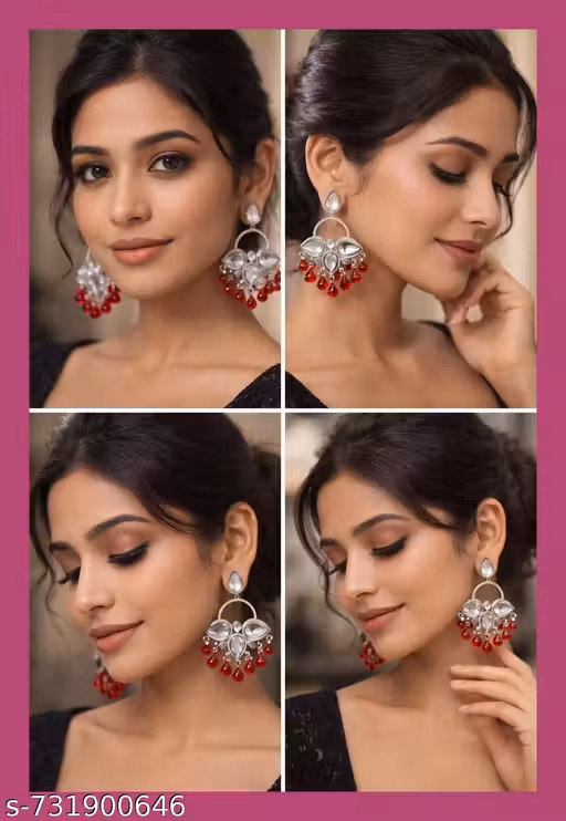 Ethnic party wear silver jhumka Earrings