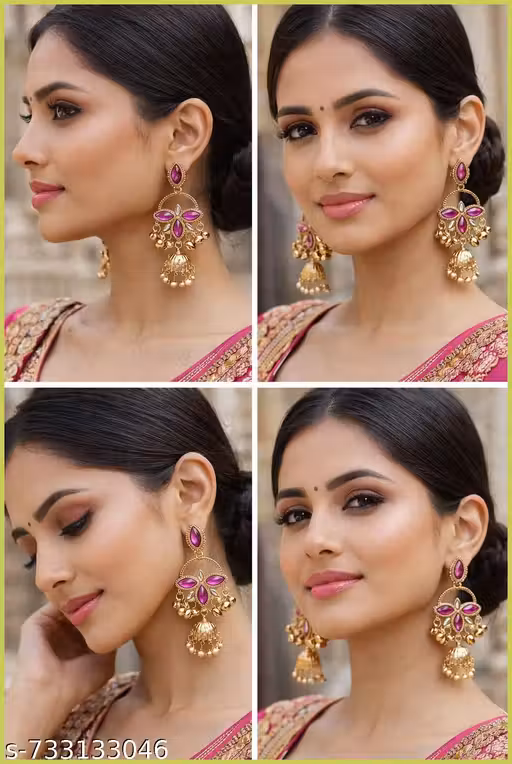 Ethnic party wear silver jhumka Earrings