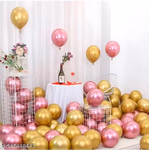 25 pcs Pink and 25 pc Golden Metallic Balloons for Birthday decoration celebration Anniversary baby shower Girls Boys Men Women