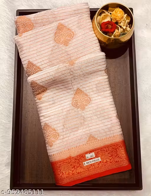 Beige Art Crepe Saree