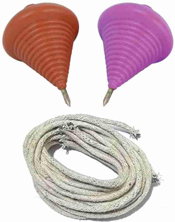 YOOKO® Traditional Plastic Lattoo (Spinning Top) with Cotton Rope | Classic Indian Toy for Kids & Adults | Strong Metal Tip | Multicolor (Pack of 4)