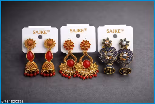 Ethnic party wear silver jhumka Earrings