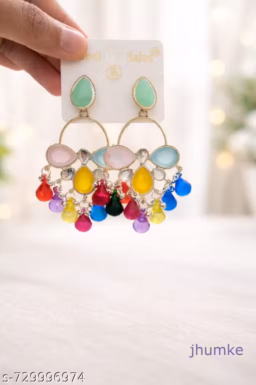 Ethnic party wear silver jhumka Earrings