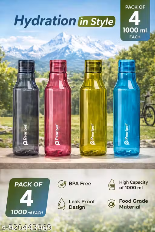Premium quality multicolor water bottle 1 Litre Water Bottle Set (pack of 4) | Ideal for Kitchen Office Gym