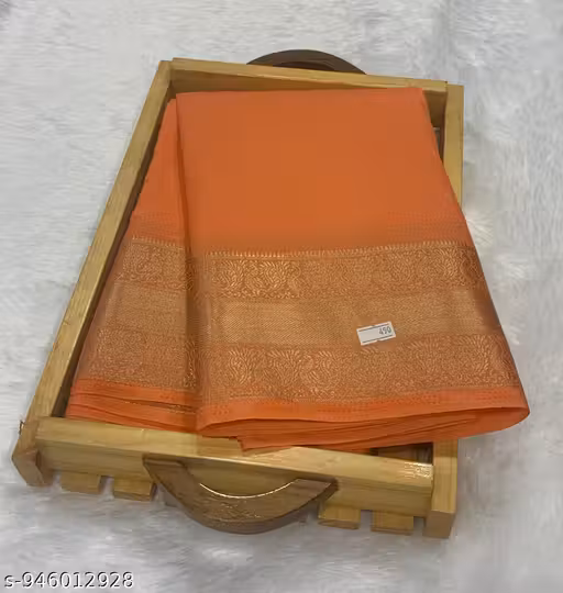 Yellow Art Crepe Saree