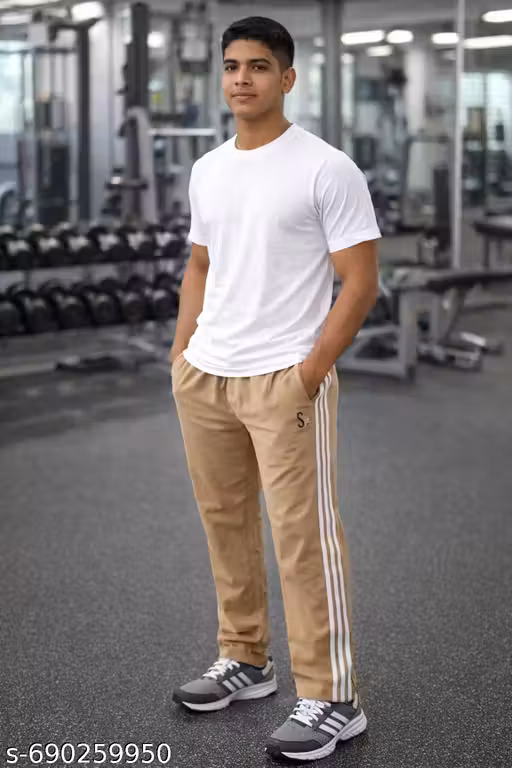 Men Stylish Cream Track Pant