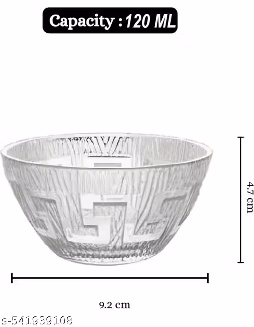 Crockery Store Glass Bowls Set Dry-Fruits, Sweets, Candy Pack of 6, 120ml,bowl-model-02