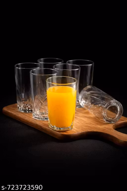 Juice, Drinking Glass Set Glass Set (220 Ml, Glass) Glass Set (glass Transparent Triangles, 6)