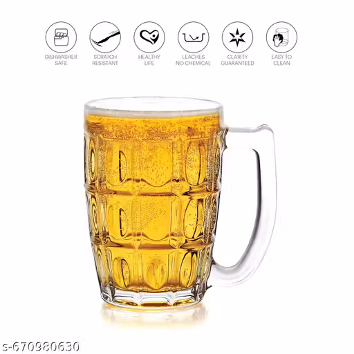 Italian Style Glass mug for juice, falooda , mocktail ,Beer 400 ml set of 1( PACK OF 1)