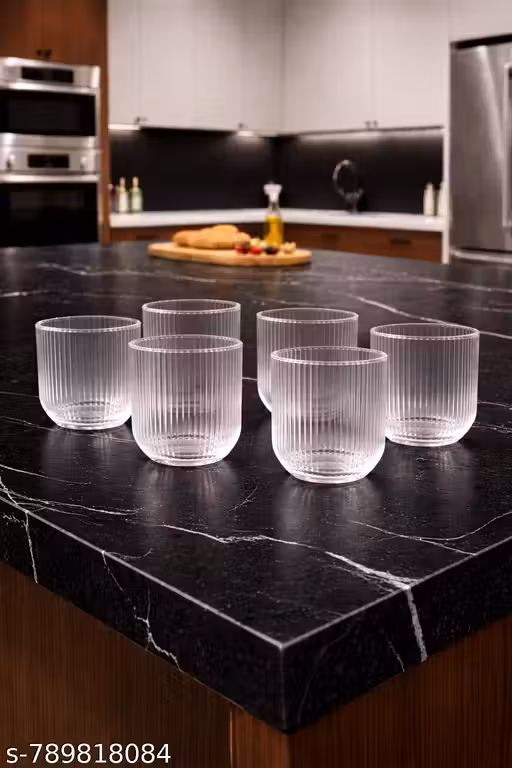 220ML Juice and Water Glass Stylish Crystal Highball Drinking Glasses, Medium Size Tumbler Glasses for Juice, Water, Milk, lassi, Cocktails and Sharbat (TR-11, (Pack of 6))