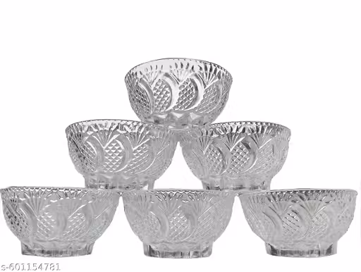 Store Unique Crystal Glass Bowl Set for Kitchenware Dinnerware Serving Traditional Bowl Design Transparent Clear Model07 (Set of 12, 120ml)