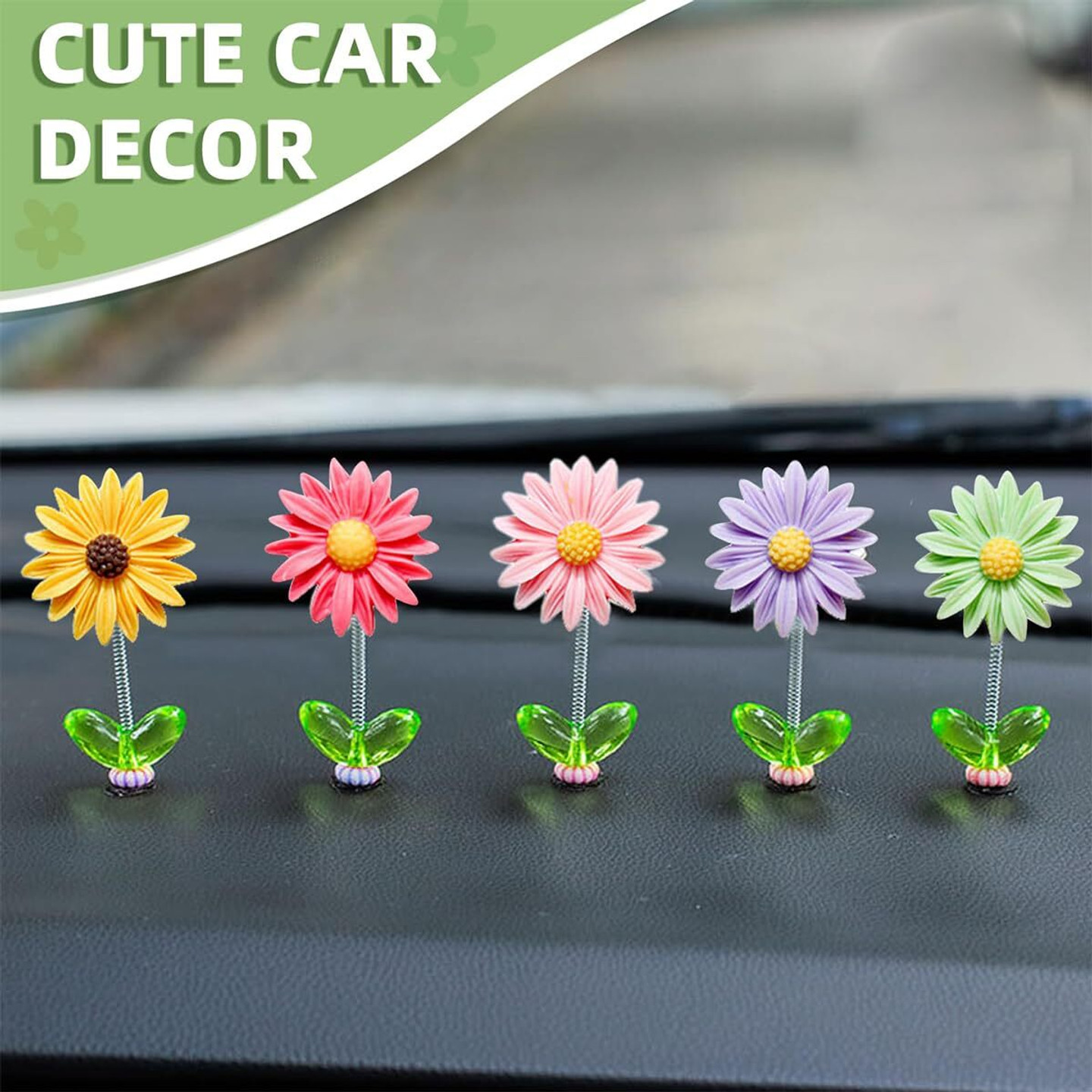 FIORENSE Nibhanshani 5Pcs Mini DEZI flower Car Decoration (2.36 Inches) Decorative Showpiece - 5 cm (Plastic, Multicolor)