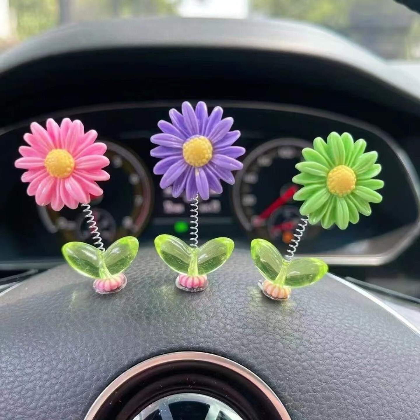 FIORENSE Nibhanshani 5Pcs Mini DEZI flower Car Decoration (2.36 Inches) Decorative Showpiece - 5 cm (Plastic, Multicolor)