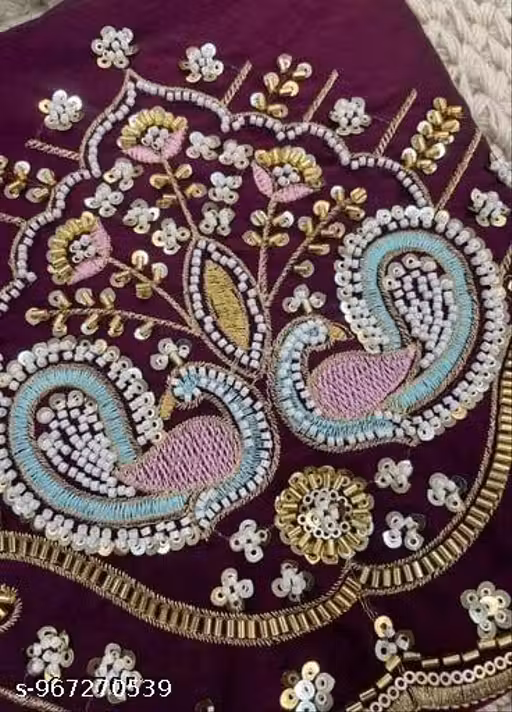 Frendy Satin Silk Saree with Heavy Bits Embroidery Work Blouse Piece for Women
