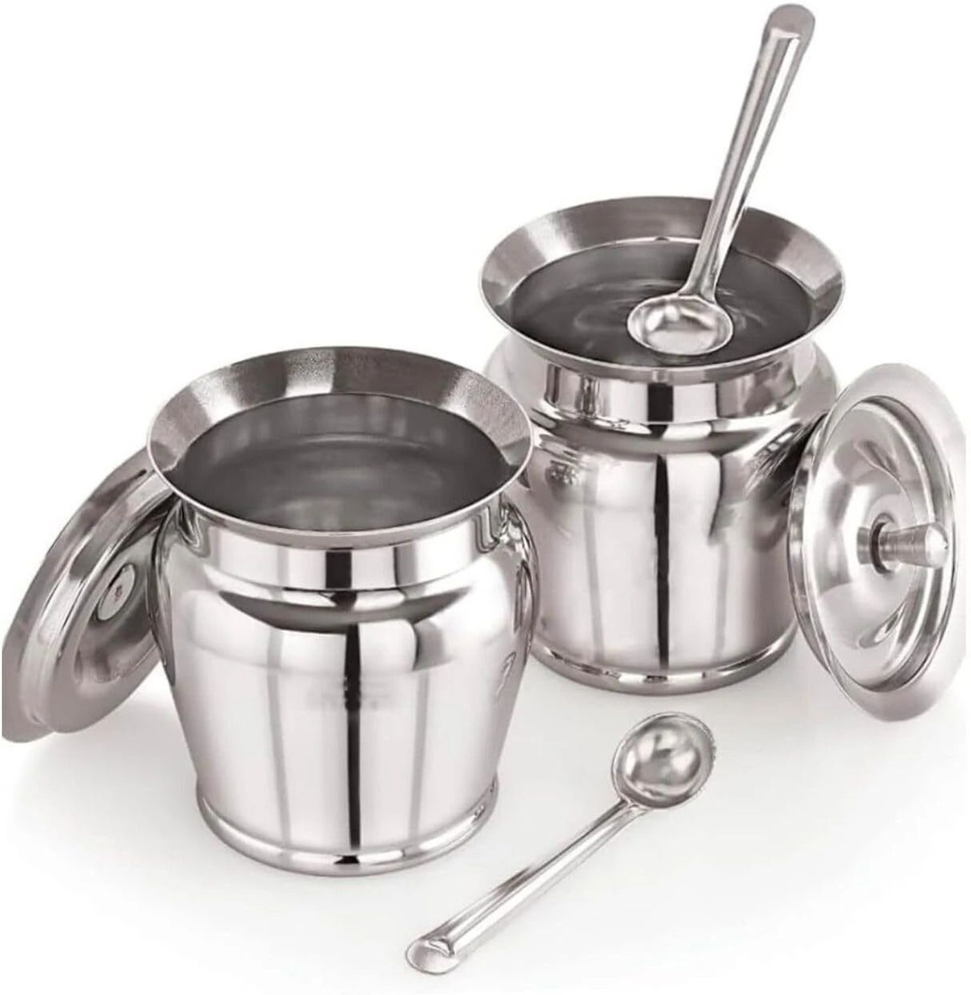 ECOLEX Stainless Steel Grocery Container - 400 ml (Pack of 2, Silver)
