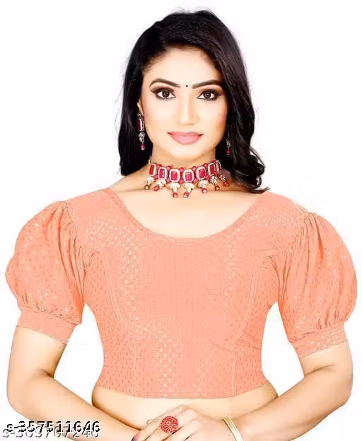 ravikkai,jakettu,kuppasa,balaouseza,BLOUSES,FANCY BLOUSES,DOBBY BLOUSES,JAQUARD BLOUSES,Round Neck dobbyCotton Lycra Stretchable Elbow Sleeve Readymade Blouse for Women