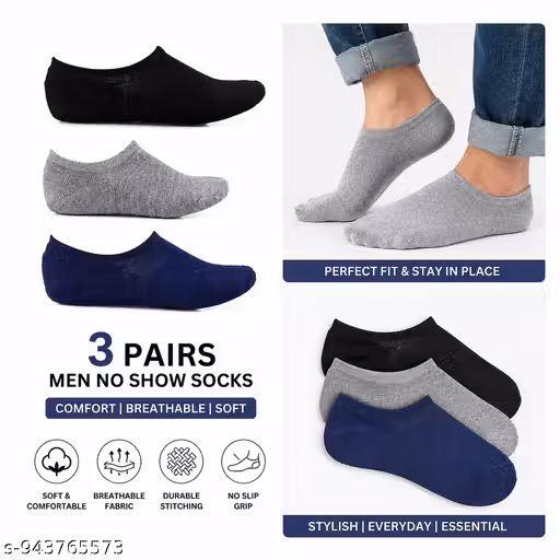 Men No Show Loafer Socks (Pack of 03)