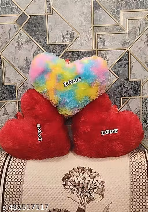 Red And Multicolor Heart shape plush pillow for valentine day gift/ Home Decor | Fashionable Kids Stuffed Toys | Love Heart Shape Pillow | Soft Plush Cushion Pillow to love Best Friend | For New Born Baby, Small Kids, Boys, Girls, Valentine's Day, Girl fr