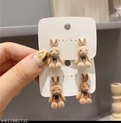 Combo | Fluffy Bunny Charm Earrings | Lightweight and whimsical, these earrings bring a touch of cuteness to casual outfits and make a sweet gift.