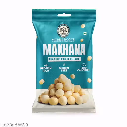 Mithila Roots Classic Premium Makhana | No Added Artificial Flavour | Healthy Snacking & Fasting | High Protein & Fiber | Rich in Calcium | Maintains Weight 200g
