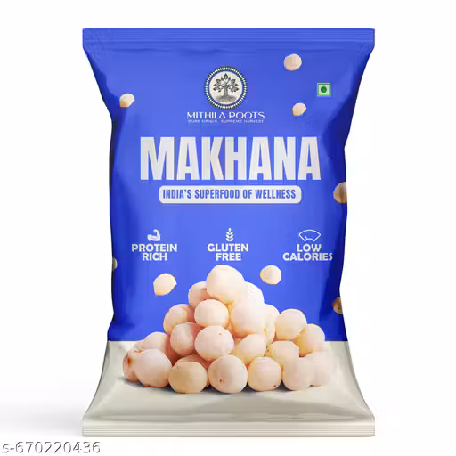 Mithila Roots Premium Phool Makhana (Foxnuts, Lotus Puffs) 50g | 4 Suta Handpicked Makhana | Fit for Fasting & Cooking | Gluten Free Foxnuts | Healthy Fasting Snack