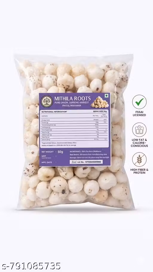 Mithila roots premium 5 suta frasting friendly makhana 50 gram